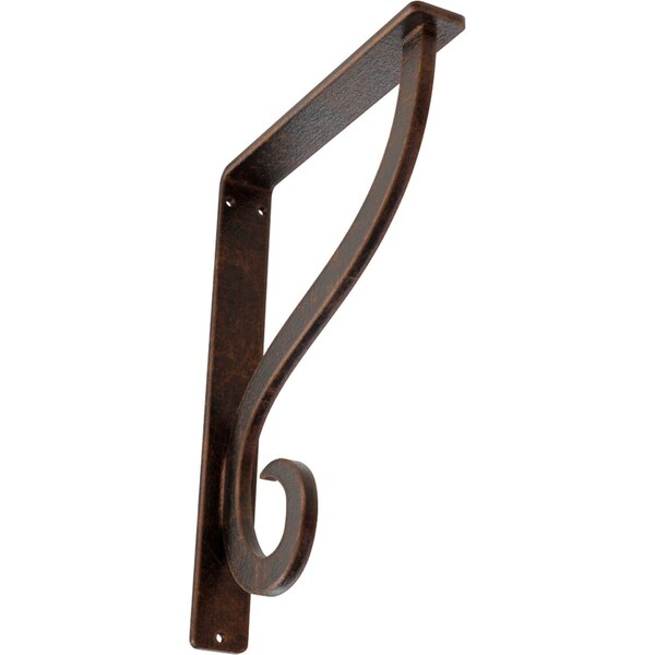 Ekena Millwork Ashford Single, Wrought Iron Bracket, (Single center brace), Antiqued Copp 1 1/2"W x 7 1/2"D x 10"H BKTM01X07X10SASACO - main